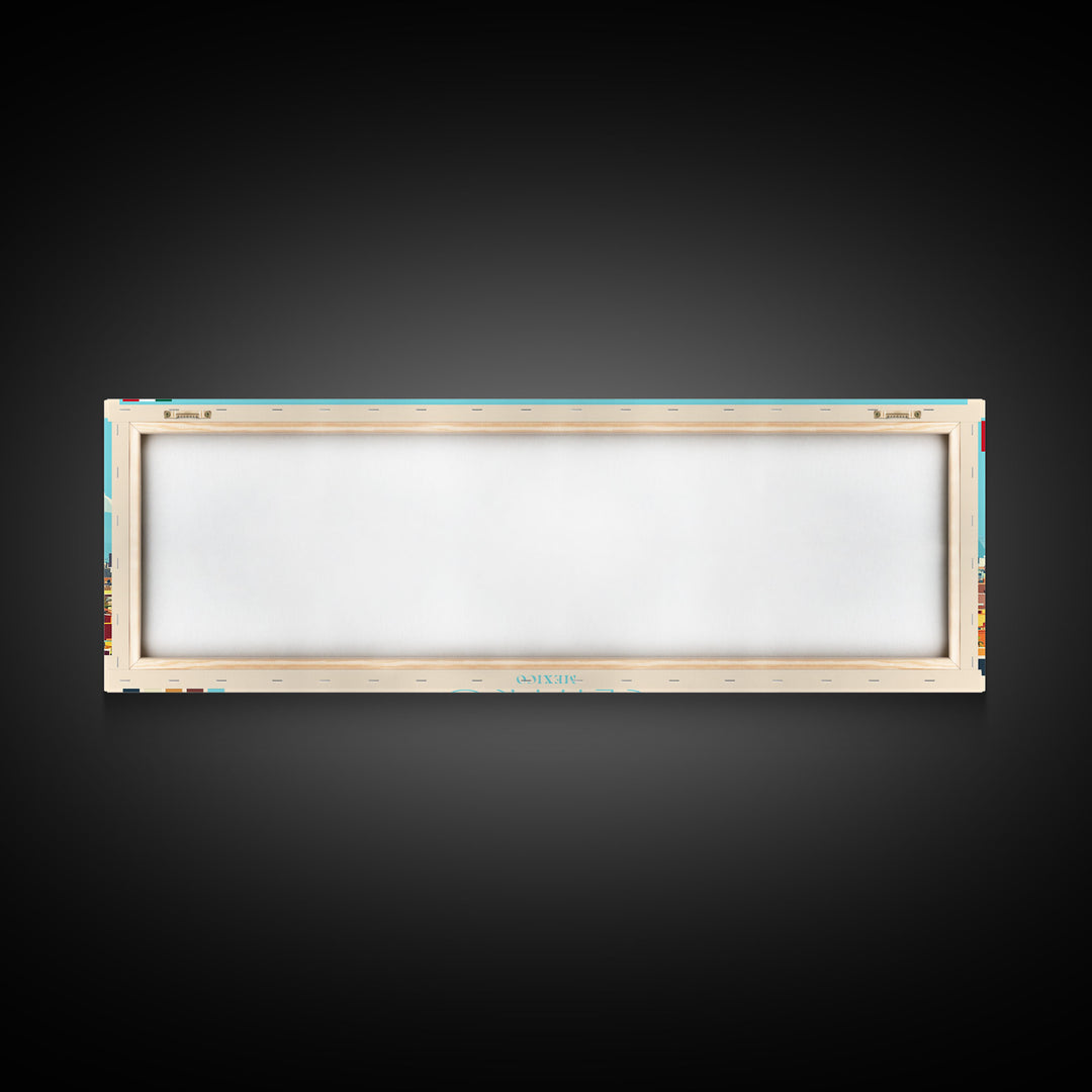 Centro, Mexico Panoramic Travel Poster Canvas Print, Centro, Mexico Painting, Mexico Art, Centro Travel Art, Guest Room Painting