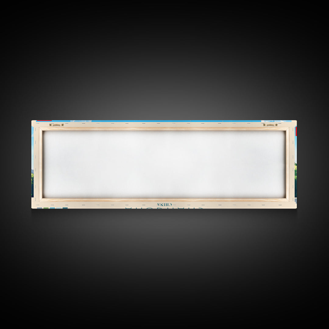 Changsha, China Panoramic Travel Poster Canvas Print, Changsha, China Painting, China Art, Changsha Travel Art, Living Room Painting