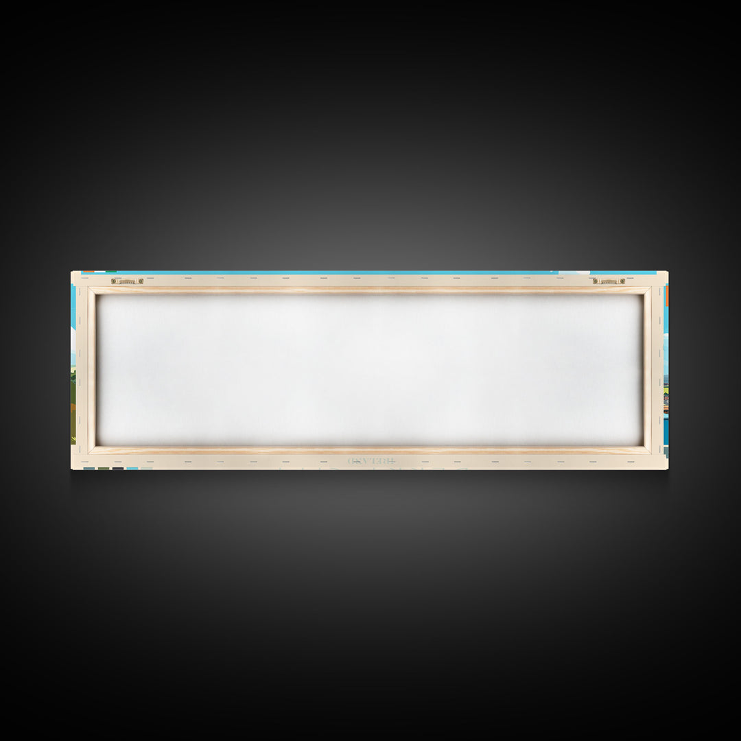 Panoramic Travel Poster Derry City, Ireland Canvas Print, Derry City, Ireland Painting, Ireland Art, Derry City Travel Art, Guest Room Painting