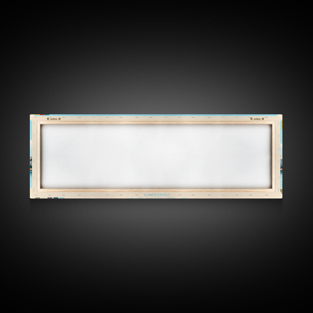 Douala, Cameroon Panoramic Travel Poster Canvas Print, Douala, Cameroon Painting, Cameroon Art, Douala Panoramic Travel Art, Travel Painting