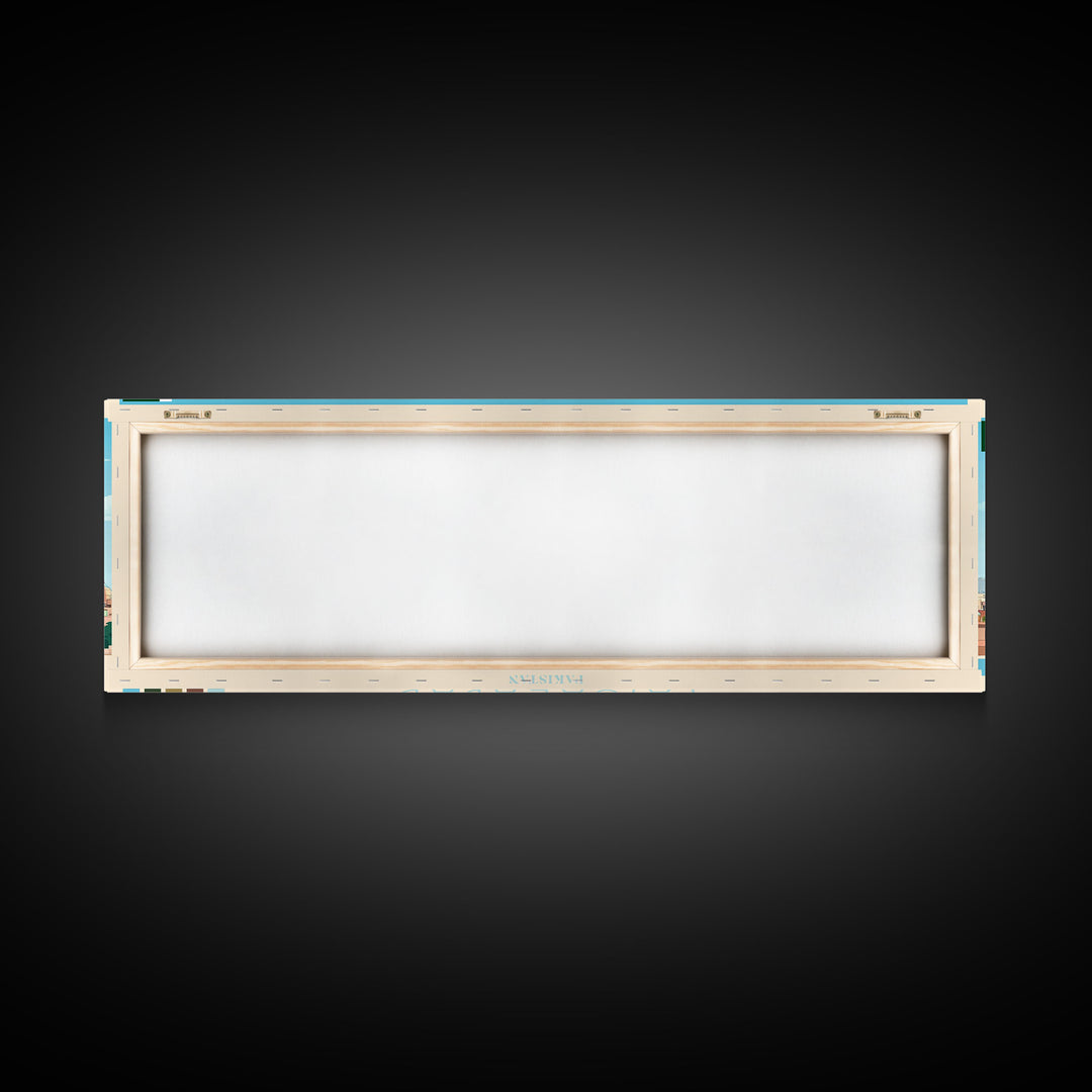 Faisalabad, Pakistan Panoramic Travel Poster Canvas Print, Faisalabad, Pakistan Painting, Pakistan Art, Faisalabad Panoramic Travel Art, Travel Painting