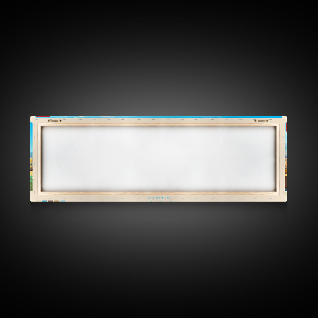 Fez, Morocco Travel Poster Panoramic Canvas Print, Fez, Morocco Painting, Morocco Art, Fez Travel Art, Guest Room Painting