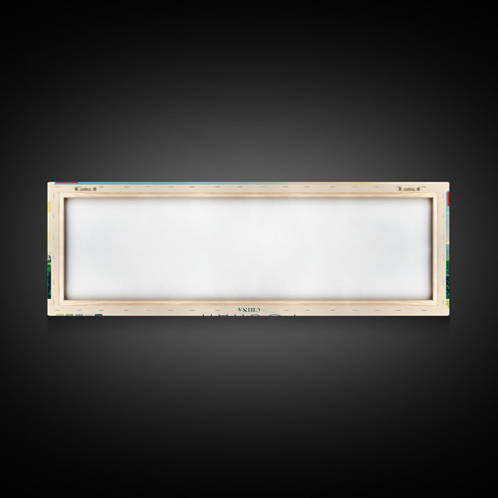 Foshan, China Panoramic Travel Poster Canvas Print, Foshan, China Painting, China Art, Foshan Panoramic Travel Art, Travel Painting