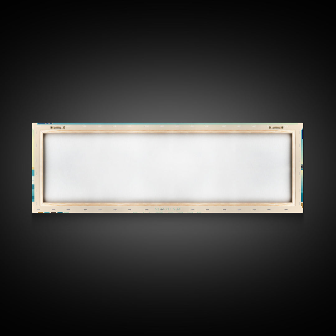 Geelong, Australia Travel Poster Panoramic Canvas Print, Geelong, Australia Painting, Australia Art, Geelong Travel Art, Guest Room Painting