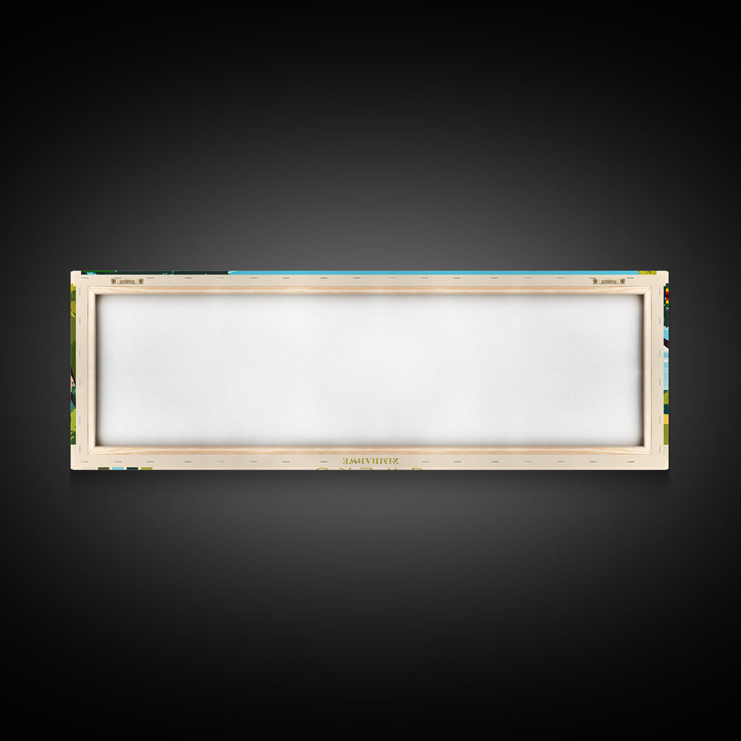 Gweru, Zimbabwe Panoramic Travel Poster Canvas Print, Gweru, Zimbabwe Painting, Zimbabwe Art, Gweru Panoramic Travel Art, Travel Painting