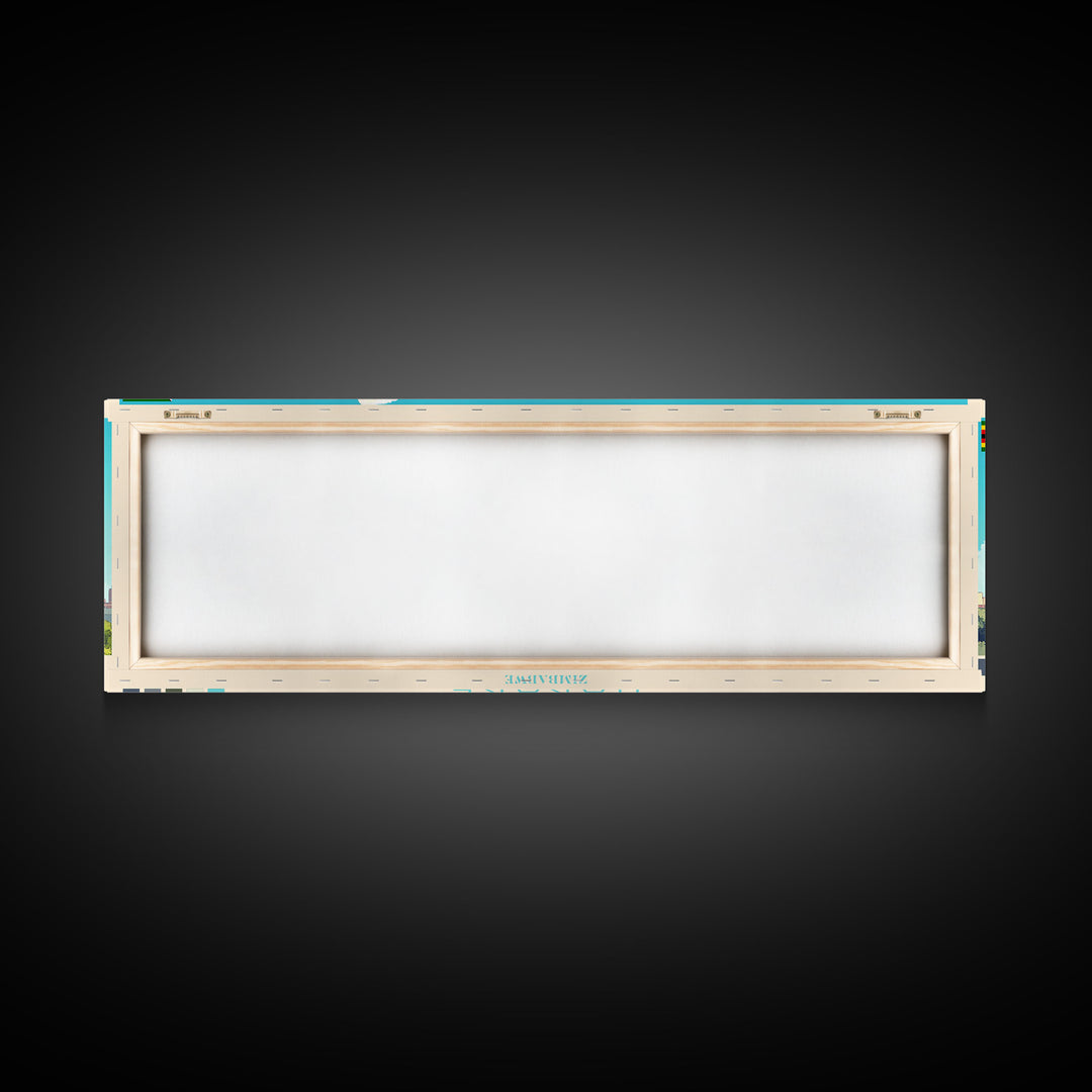 Harare, Zimbabwe Panoramic Travel Poster Canvas Print, Harare, Zimbabwe Painting, Zimbabwe Art, Harare Travel Art, Living Room Painting