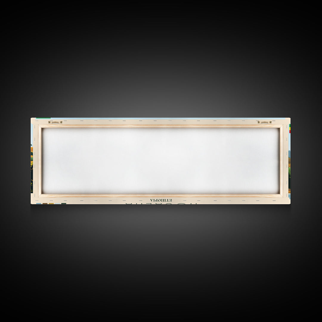 Hosaena, Ethiopia Panoramic Travel Poster Canvas Print, Hosaena, Ethiopia Painting, Ethiopia Art, Hosaena Panoramic Travel Art, Travel Painting