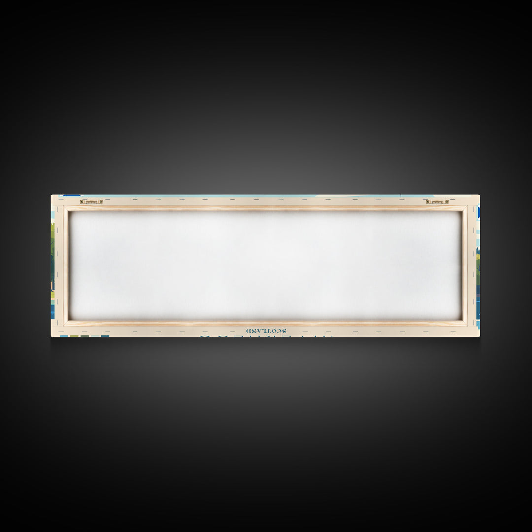 Inverness, Scotland Panoramic Travel Poster Canvas Print, Inverness, Scotland Painting, Scotland Art, Inverness Travel Art, Living Room Painting