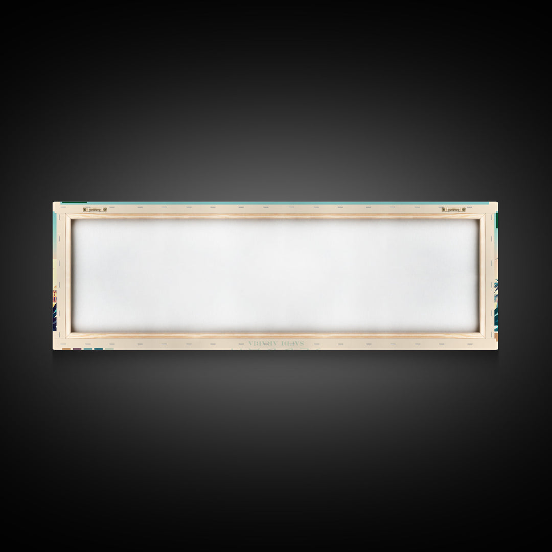 Jeddah, Saudi Arabia Panoramic Travel Poster Canvas Print, Jeddah, Saudi Arabia Painting, Saudi Arabia Art, Jeddah Panoramic Travel Art, Travel Painting