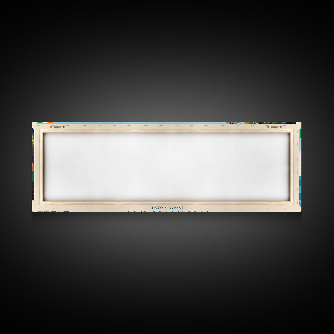 Korhogo, Ivory Coast Panoramic Travel Poster Canvas Print, Korhogo, Ivory Coast Painting, Ivory Coast Art, Korhogo Travel Art, Living Room Painting
