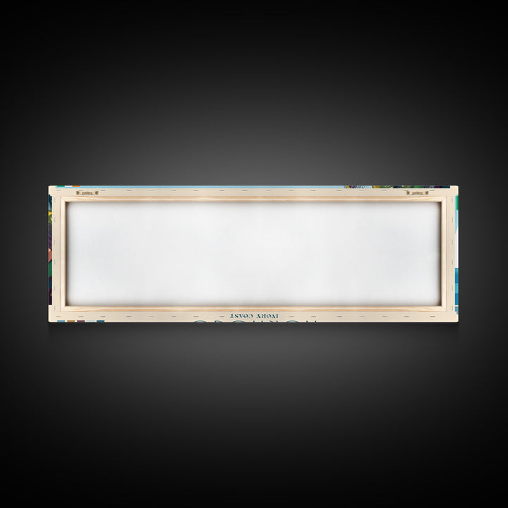 Korhogo, Ivory Coast Panoramic Travel Poster Canvas Print, Korhogo, Ivory Coast Painting, Ivory Coast Art, Korhogo Travel Art, Living Room Painting