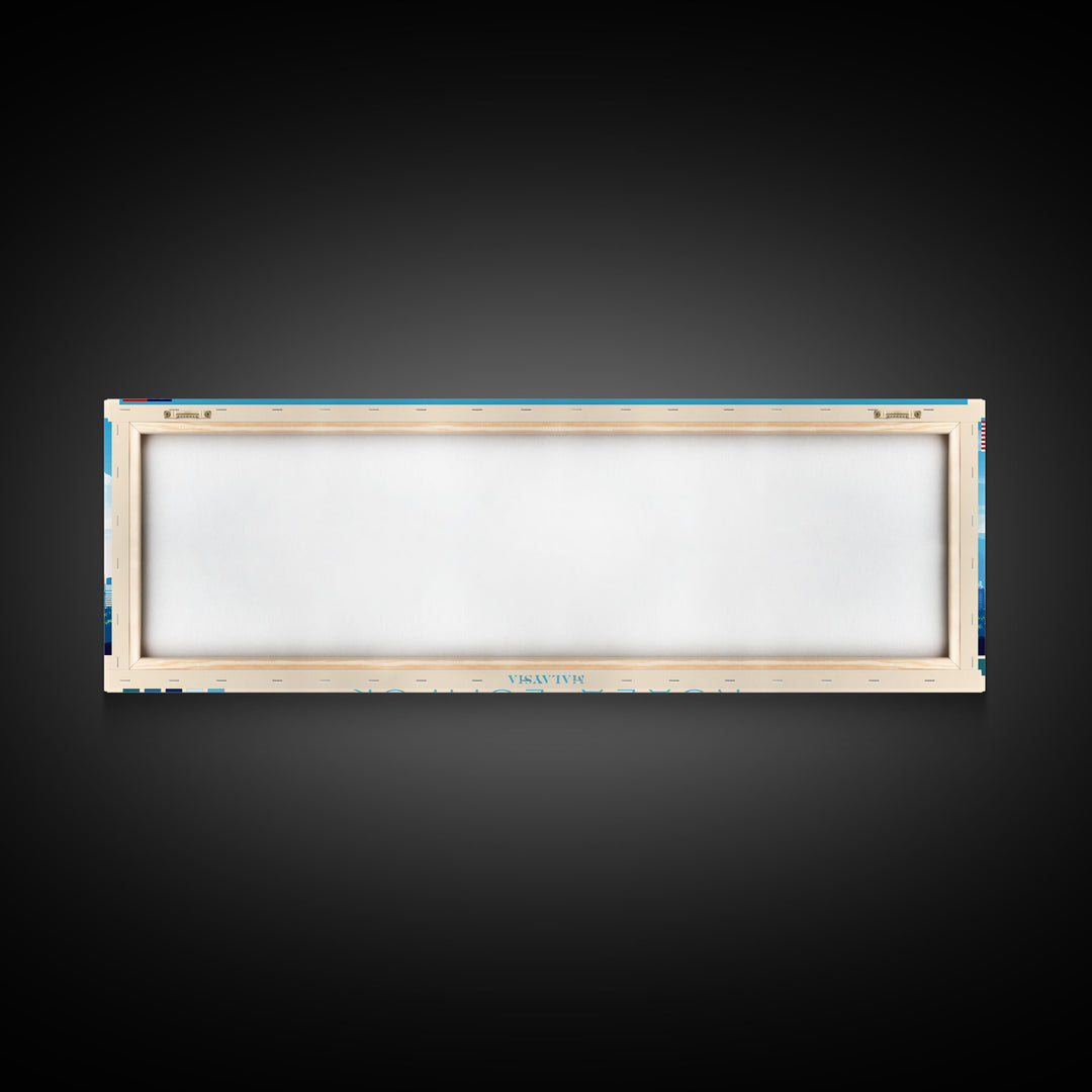 Kuala Lumpur, Malaysia Panoramic Travel Poster Canvas Print, Kuala Lumpur, Malaysia Painting, Malaysia Art, Kuala Lumpur Travel Art, Guest Room Painting