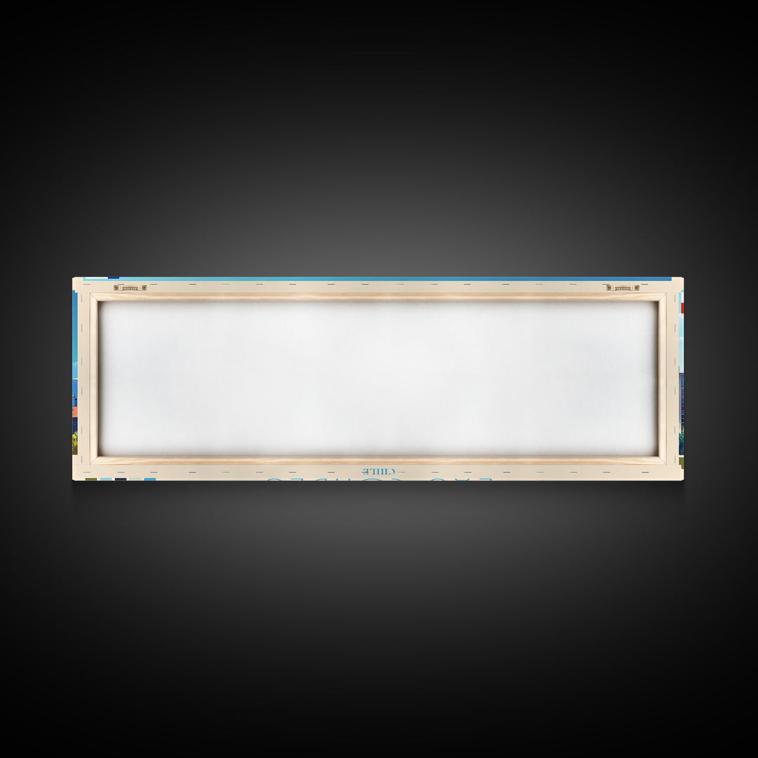 Las Condes, Chile Panoramic Travel Poster Canvas Print, Las Condes, Chile Painting, Chile Art, Las Condes Panoramic Travel Art, Travel Painting