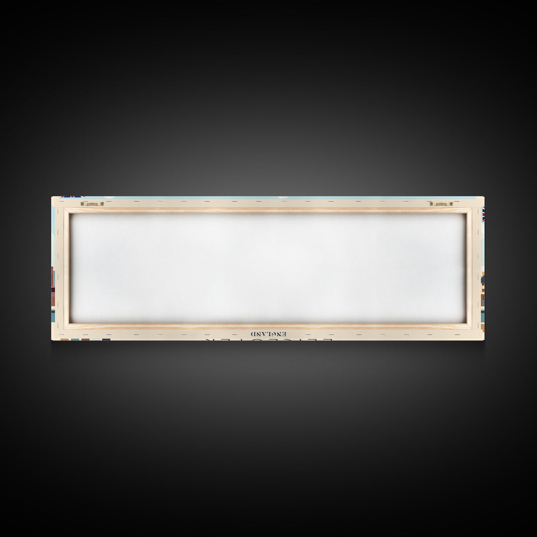 Leicester, England Panoramic Travel Poster Canvas Print, Leicester, England Painting, England Art, Leicester Panoramic Travel Art, Travel Painting