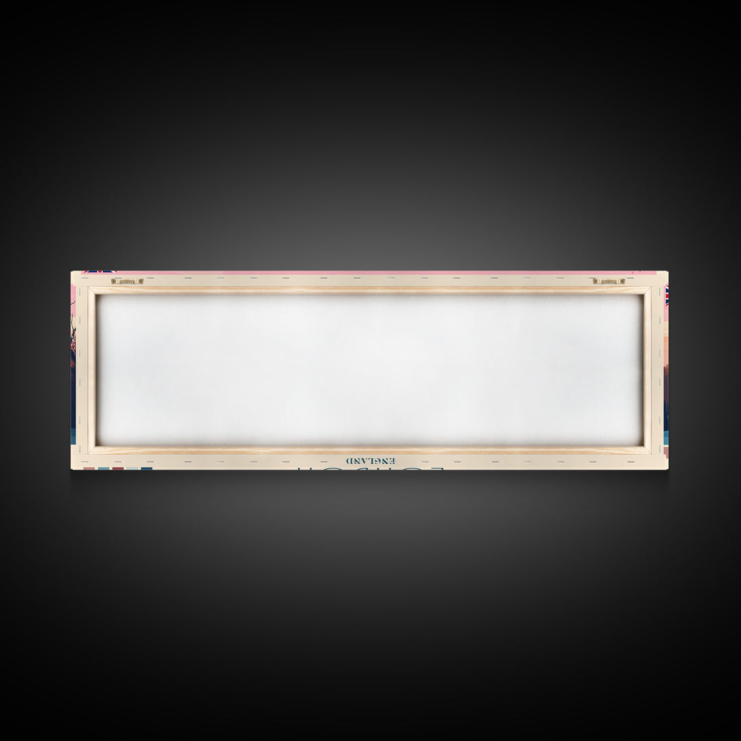 London, England Panoramic Travel Poster Canvas Print, London, England Painting, England Art, London Panoramic Travel Art, Travel Painting