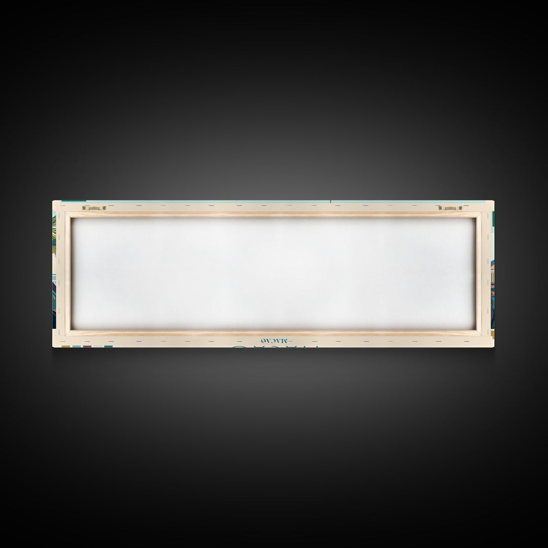 Macao, Macao Panoramic Travel Poster Canvas Print, Macao, Macao Painting, Macao Art, Macao Panoramic Travel Art, Travel Painting