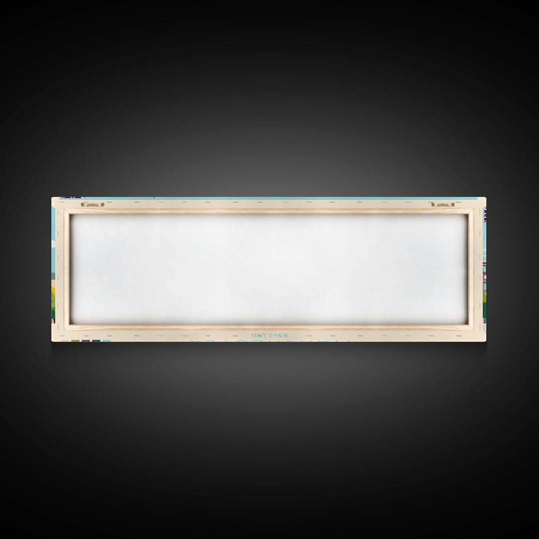 Manchester, England Panoramic Travel Poster Canvas Print, Manchester, England Painting, England Art, Manchester Travel Art, Guest Room Painting