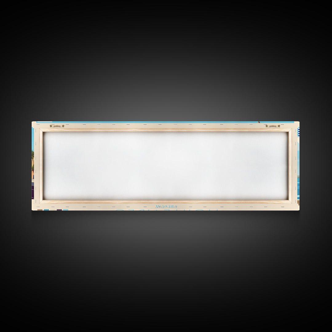 Montevideo, Uruguay Panoramic Travel Poster Canvas Print, Montevideo, Uruguay Painting, Uruguay Art, Montevideo Panoramic Travel Art, Travel Painting