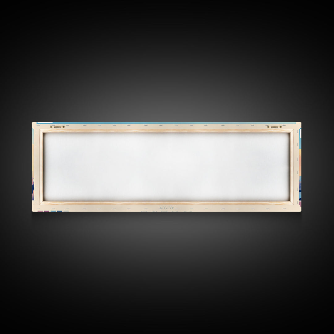 Osaka, Japan Panoramic Travel Poster Canvas Print, Osaka, Japan Painting, Japan Art, Osaka Travel Art, Guest Room Painting