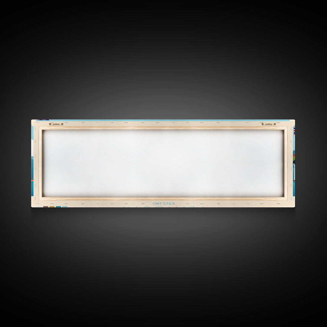 Plymouth, England Panoramic Travel Poster Canvas Print, Plymouth, England Painting, England Art, Plymouth Travel Art, Guest Room Painting