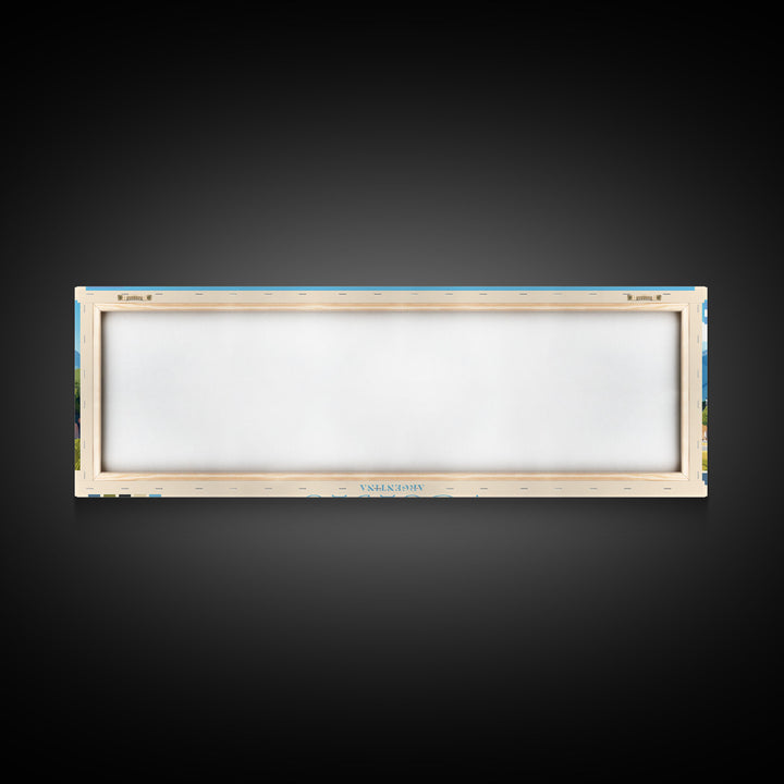 Panoramic Travel Poster Posadas, Argentina Canvas Print, Posadas, Argentina Painting, Argentina Art, Posadas Travel Art, Guest Room Painting