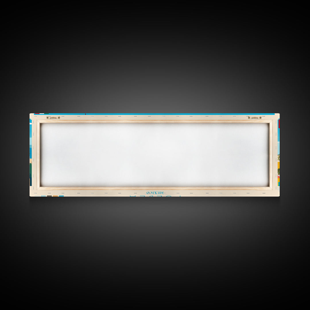 Puebla, Mexico Panoramic Travel Poster Canvas Print, Puebla, Mexico Painting, Mexico Art, Puebla Panoramic Travel Art, Travel Painting