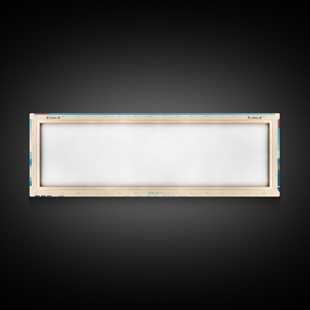 Qingdao, China Panoramic Travel Poster Canvas Print, Qingdao, China Painting, China Art, Qingdao Panoramic Travel Art, Travel Painting