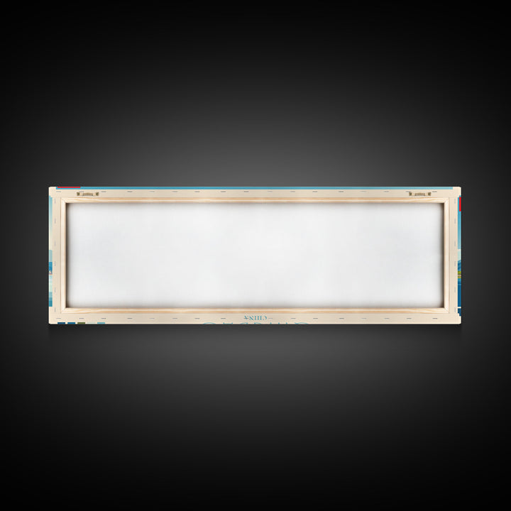 Qingdao, China Panoramic Travel Poster Canvas Print, Qingdao, China Painting, China Art, Qingdao Panoramic Travel Art, Travel Painting