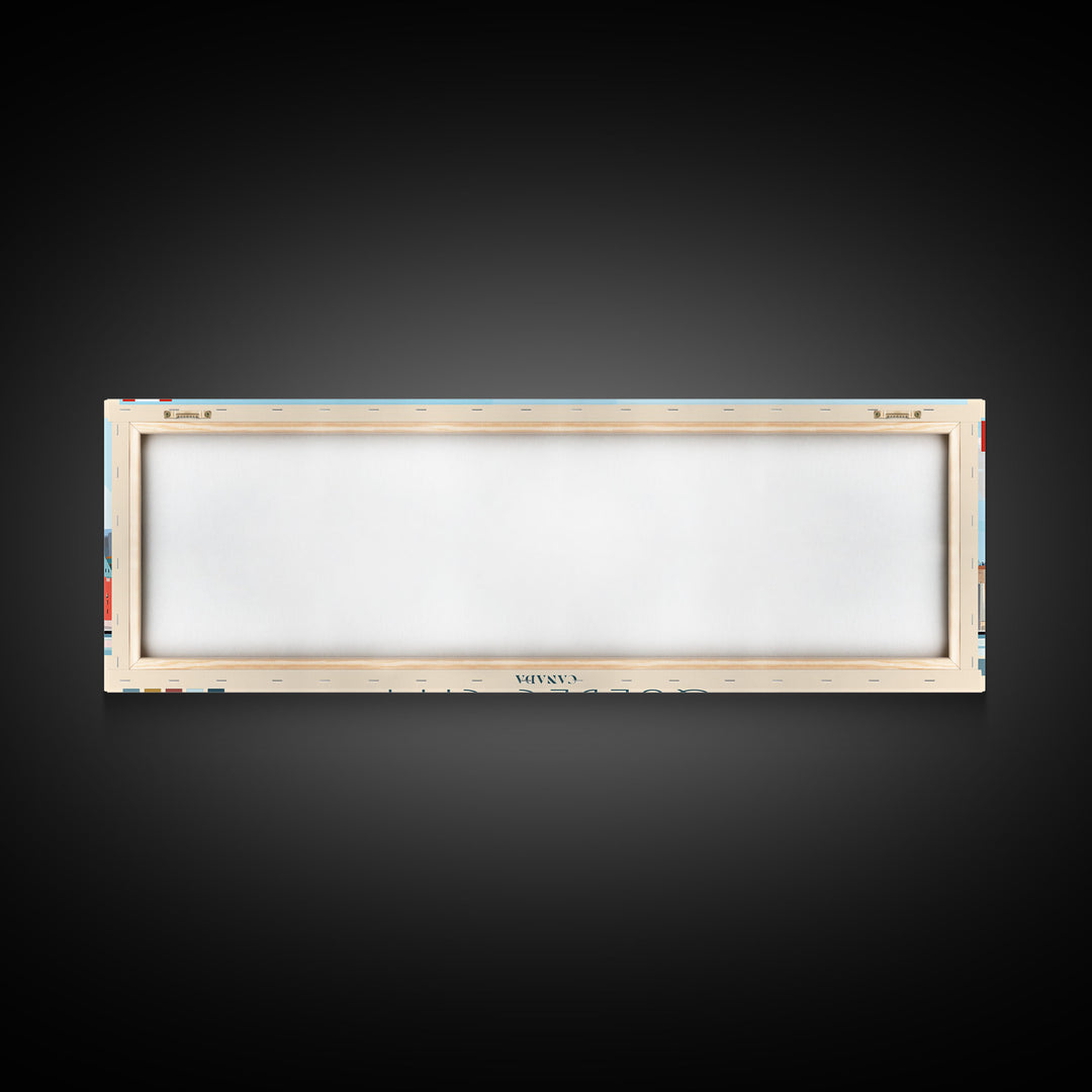 Quebec City, Canada Panoramic Travel Poster Canvas Print, Quebec City, Canada Painting, Canada Art, Quebec City Travel Art, Guest Room Painting