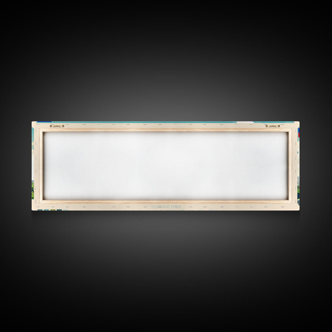 Quezon City, Philippines Travel Poster Panoramic Canvas Print, Quezon City, Philippines Painting, Philippines Art, Quezon City Travel Art, Guest Room Painting