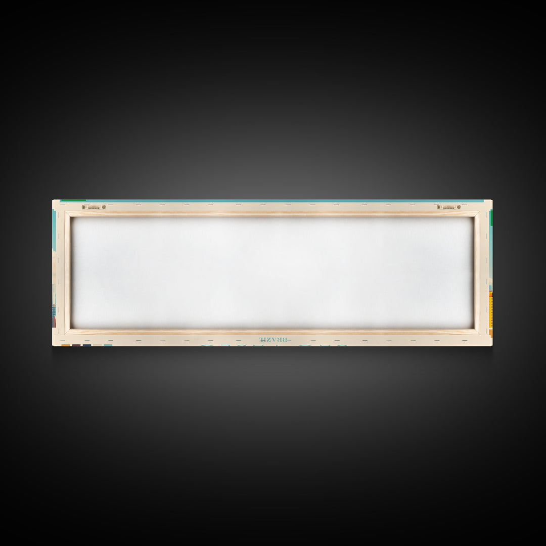 Sao Paulo, Brazil Panoramic Travel Poster Canvas Print, Sao Paulo, Brazil Painting, Brazil Art, Sao Paulo Panoramic Travel Art, Travel Painting