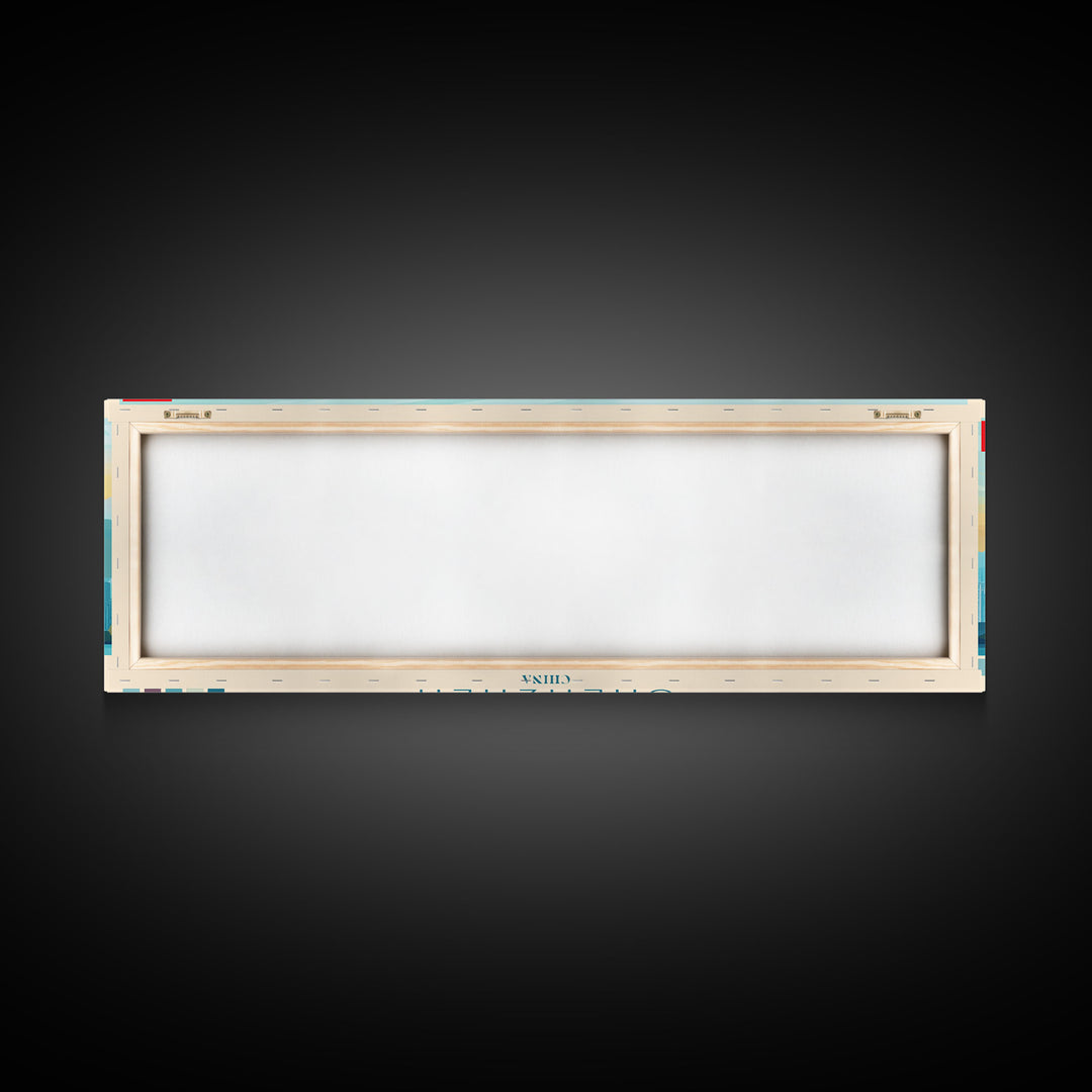 Panoramic Travel Poster Shenzhen, China Canvas Print, Shenzhen, China Painting, China Art, Shenzhen Travel Art, Guest Room Painting