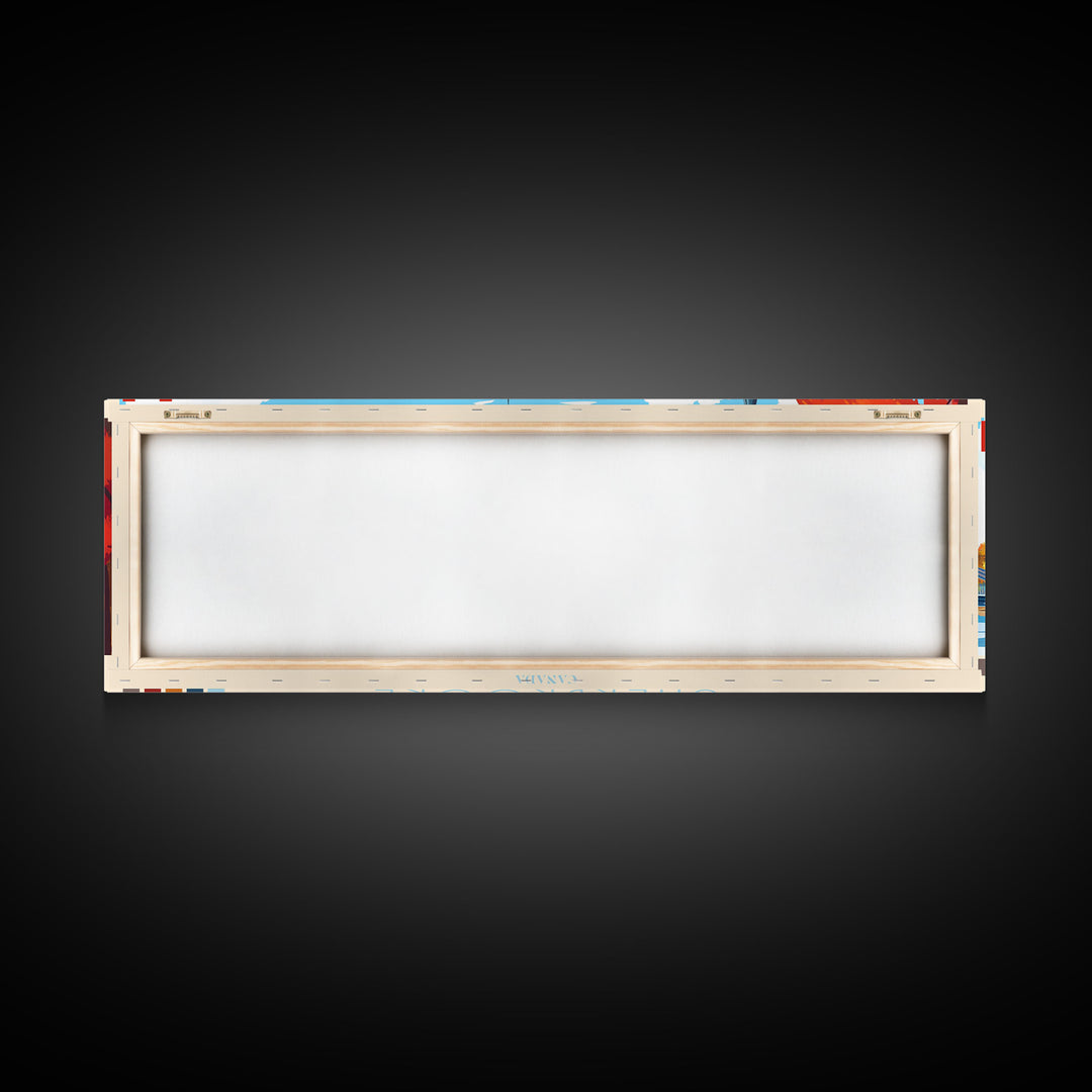 Sherbrooke, Canada Panoramic Travel Poster Canvas Print, Sherbrooke, Canada Painting, Canada Art, Sherbrooke Panoramic Travel Art, Travel Painting