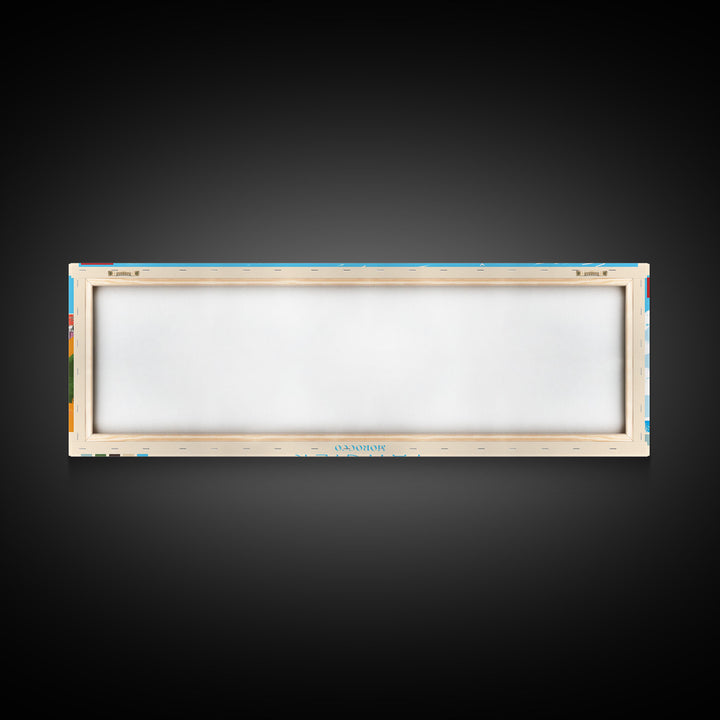 Tangier, Morocco Panoramic Travel Poster Canvas Print, Tangier, Morocco Painting, Morocco Art, Tangier Panoramic Travel Art, Travel Painting