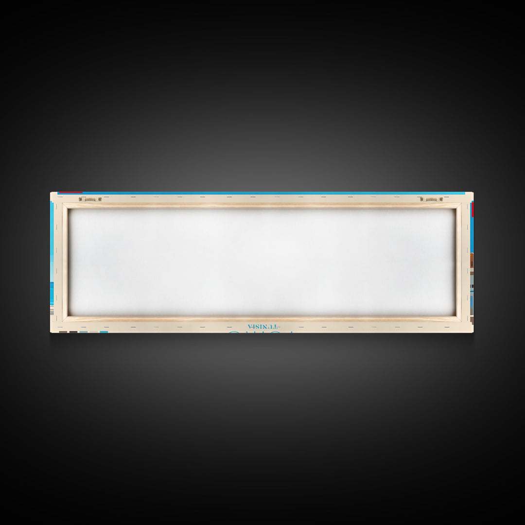 Panoramic Travel Poster Tunis, Tunisia Canvas Print, Tunis, Tunisia Painting, Tunisia Art, Tunis Travel Art, Guest Room Painting