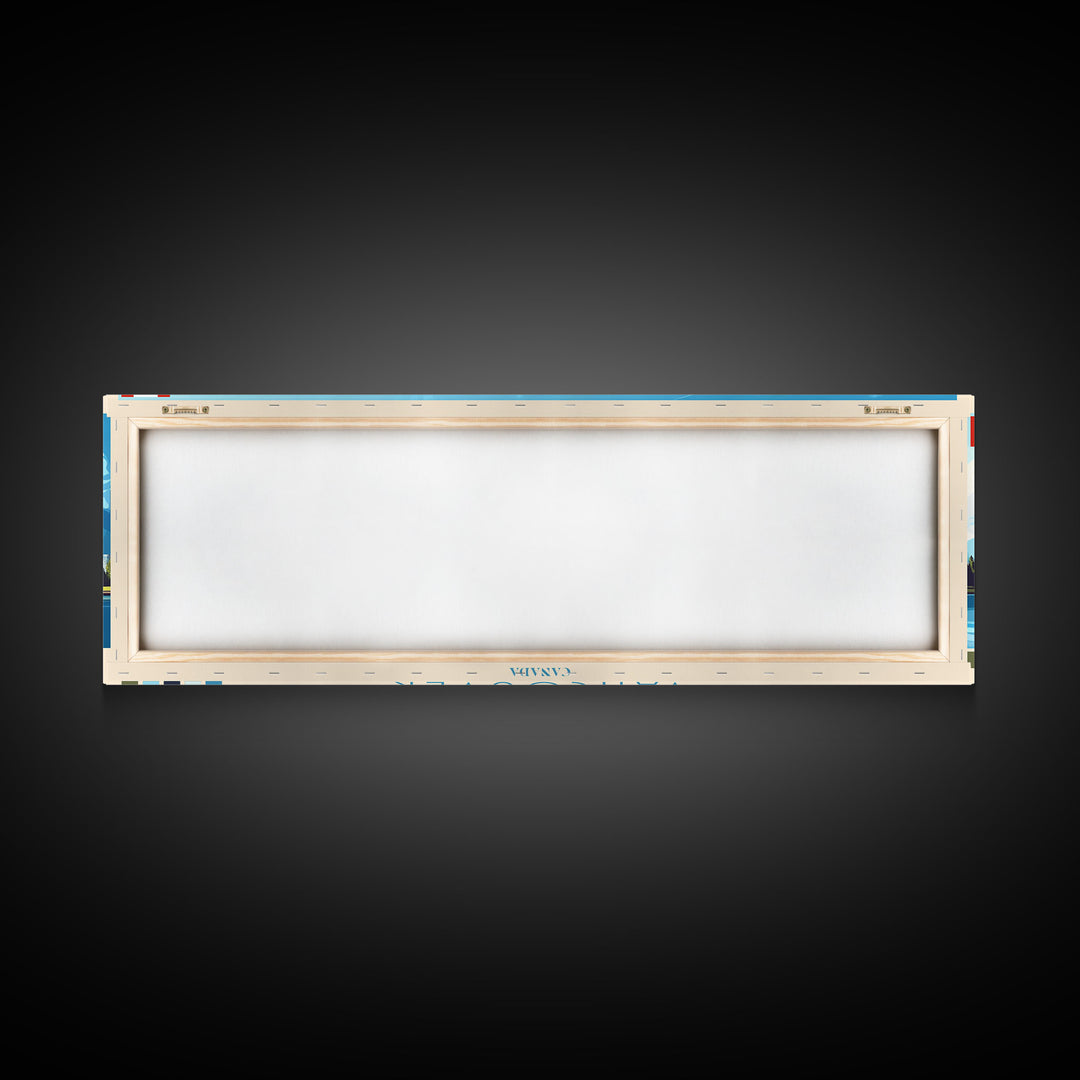 Vancouver, Canada Panoramic Travel Poster Canvas Print, Vancouver, Canada Painting, Canada Art, Vancouver Travel Art, Guest Room Painting