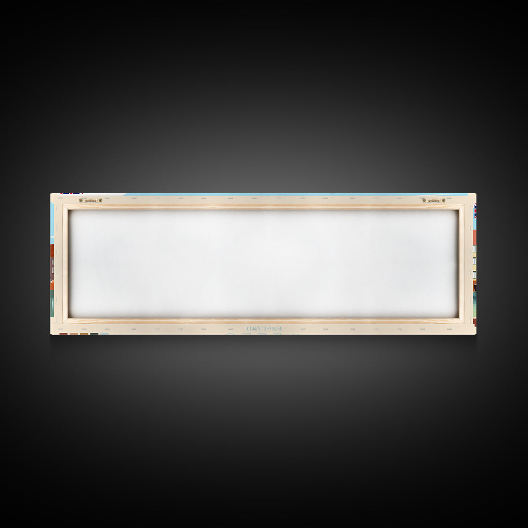 Wells, England Panoramic Travel Poster Canvas Print, Wells, England Painting, England Art, Wells Travel Art, Guest Room Painting