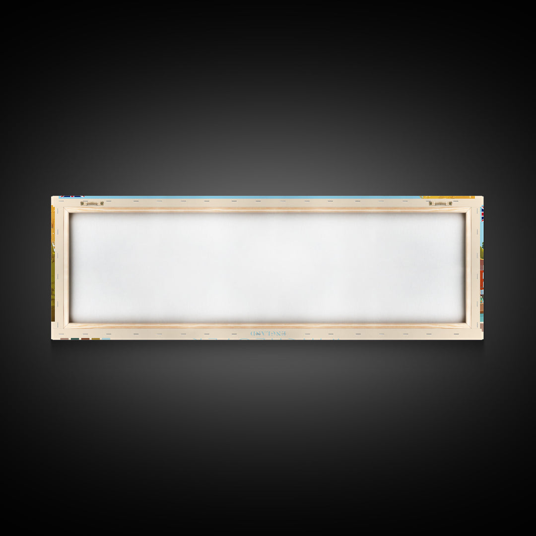 Winchester, England Travel Poster Panoramic Canvas Print, Winchester, England Painting, England Art, Winchester Travel Art, Guest Room Painting