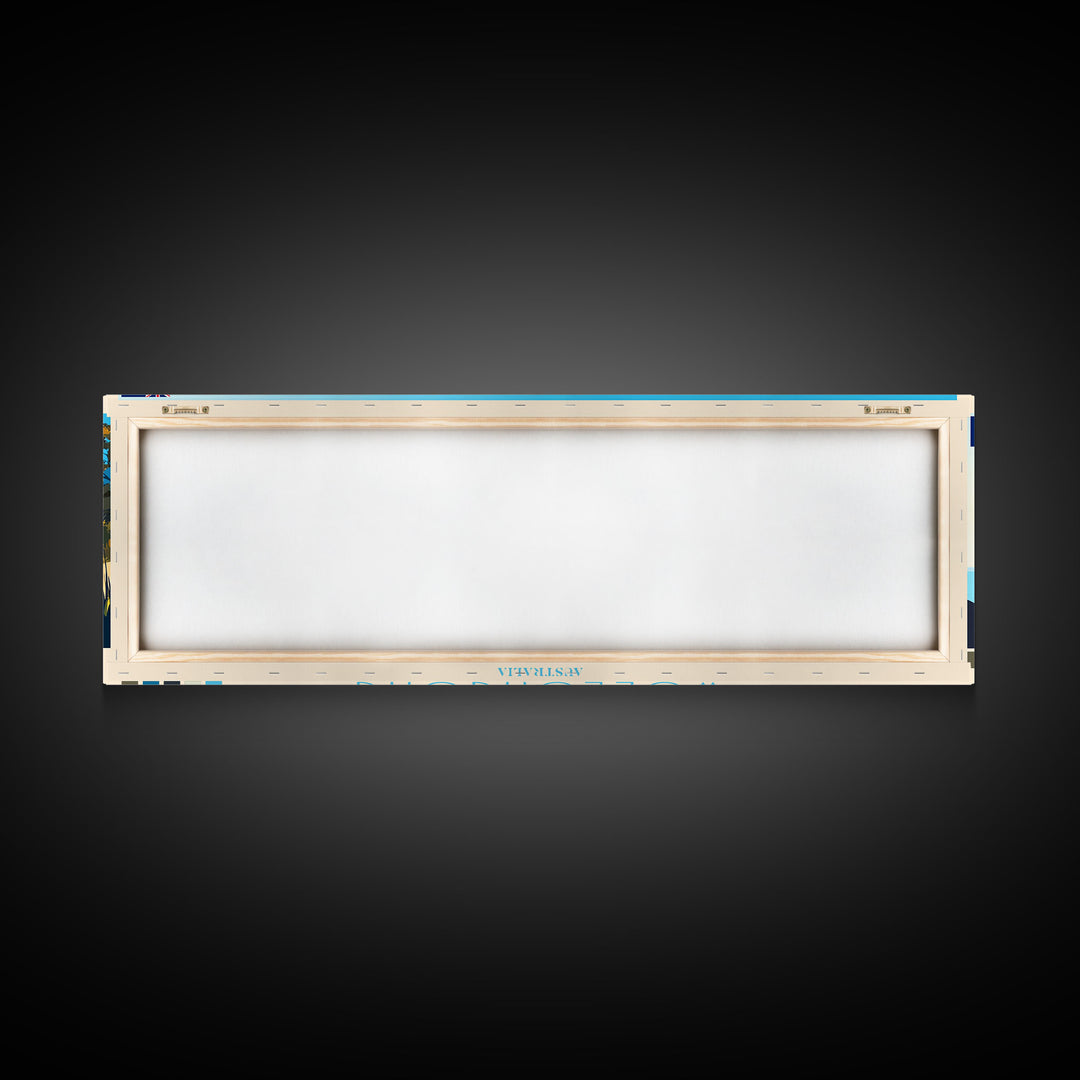 Panoramic Travel Poster Wollongong, Australia Canvas Print, Wollongong, Australia Painting, Australia Art, Wollongong Travel Art, Guest Room Painting