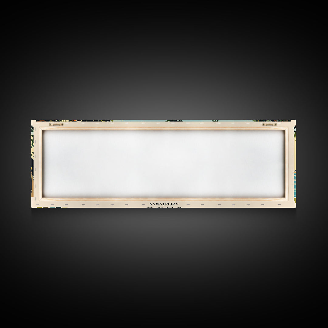 Baku, Azerbaijan Panoramic Canvas Print, Baku, Azerbaijan Painting, Azerbaijan Art, Baku Travel Poster, Travel Art, Living Room Painting