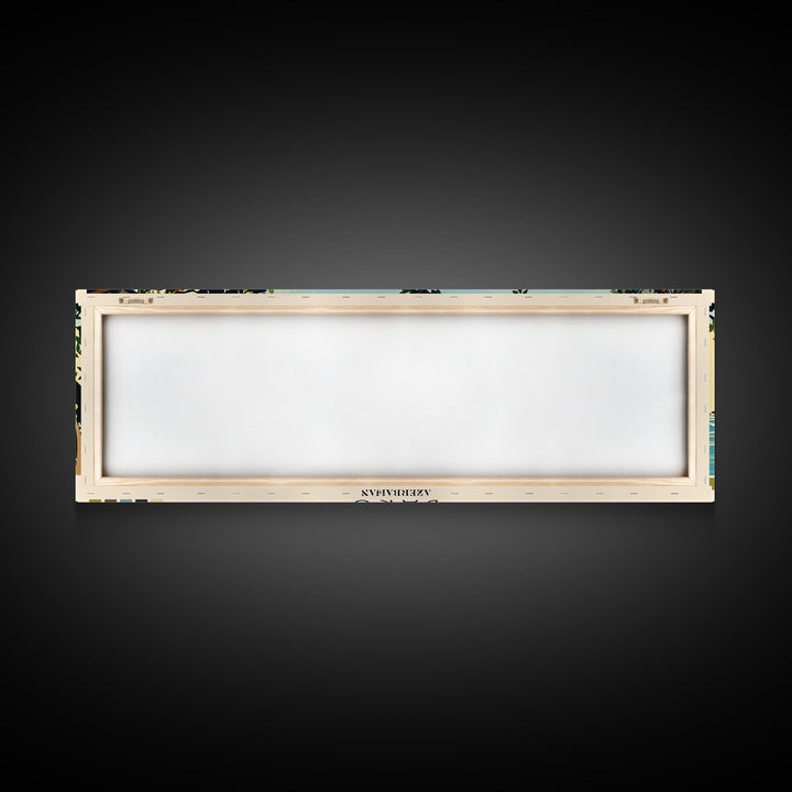 Baku, Azerbaijan Panoramic Canvas Print, Baku, Azerbaijan Painting, Azerbaijan Art, Baku Travel Poster, Travel Art, Living Room Painting