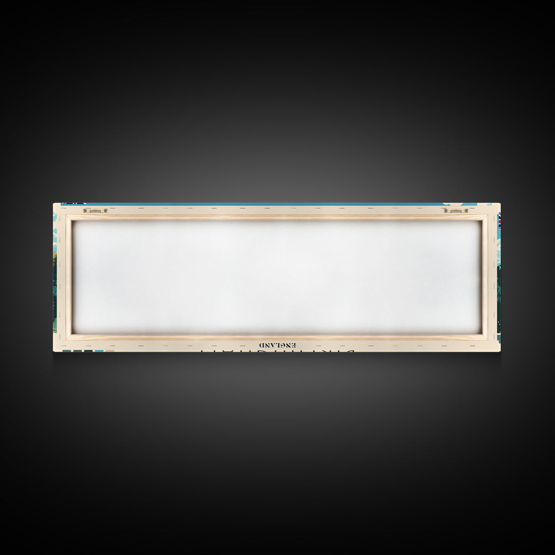 Birmingham, England Panoramic Canvas Print, Birmingham, England Painting, England Art, Birmingham Travel Poster, Travel Art, Guest Room Painting