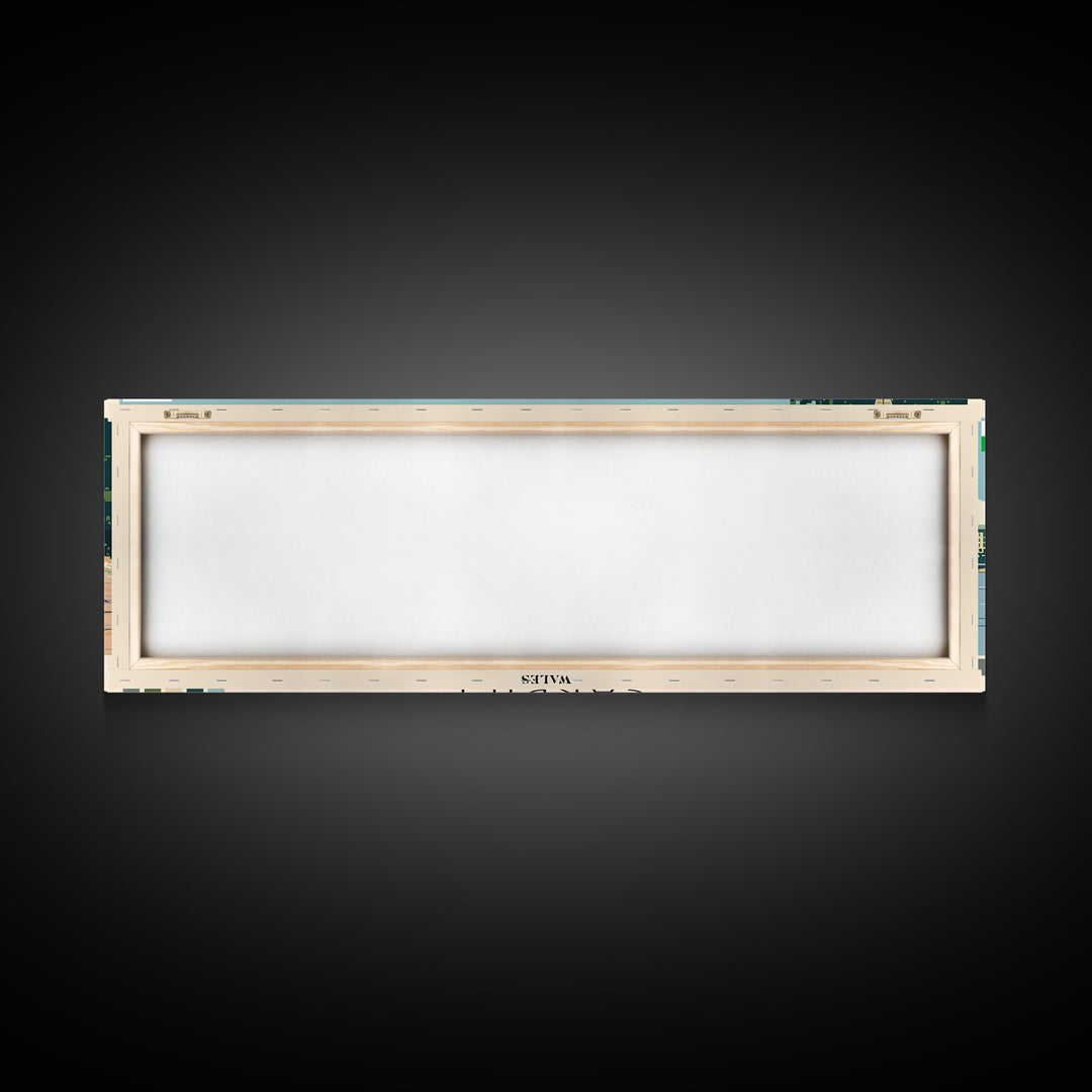 Cardiff, Wales Panoramic Canvas Print, Cardiff, Wales Painting, Wales Art, Cardiff Travel Poster, Travel Art, Guest Room Painting