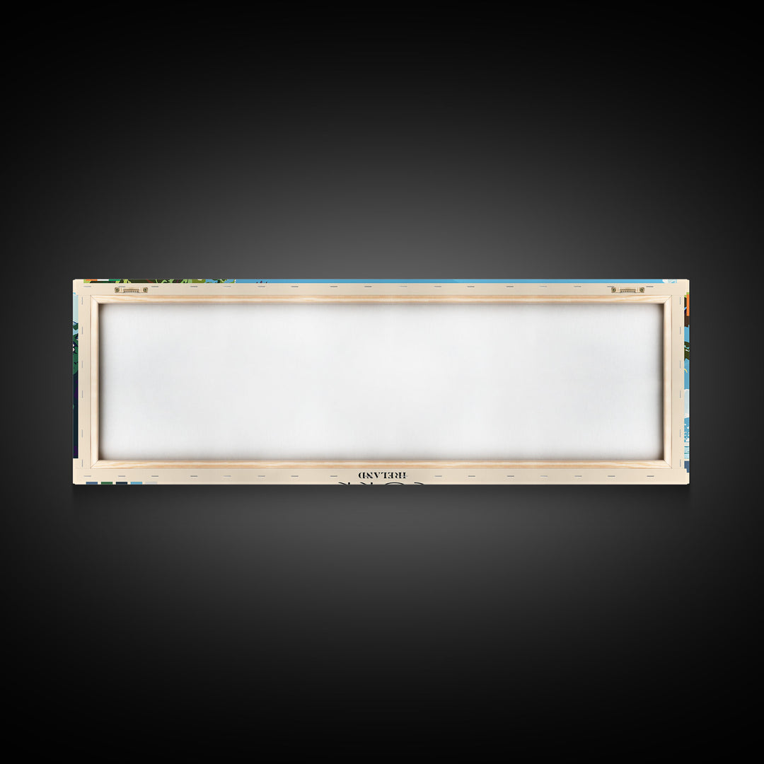 Cork, Ireland Panoramic Canvas Print, Cork, Ireland Painting, Ireland Art, Cork Travel Poster, Travel Art, Guest Room Painting