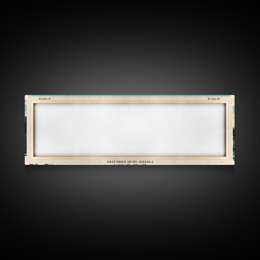 Dubai, United Arab Emirates Panoramic Canvas Print, Dubai, United Arab Emirates Painting, United Arab Emirates Art, Dubai Travel Poster, Travel Art, Housewarming Gift