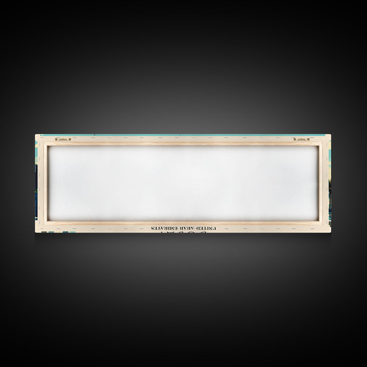 Dubai, United Arab Emirates Panoramic Canvas Print, Dubai, United Arab Emirates Painting, United Arab Emirates Art, Dubai Travel Poster, Travel Art, Housewarming Gift