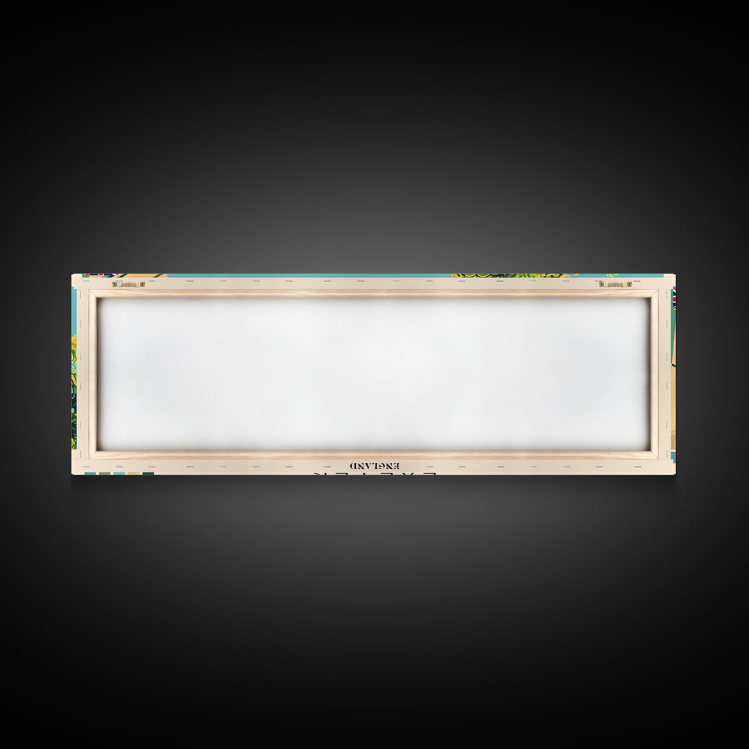 Exeter, England Panoramic Canvas Print, Exeter, England Painting, England Art, Exeter Travel Poster, Travel Art, Vacation Gift