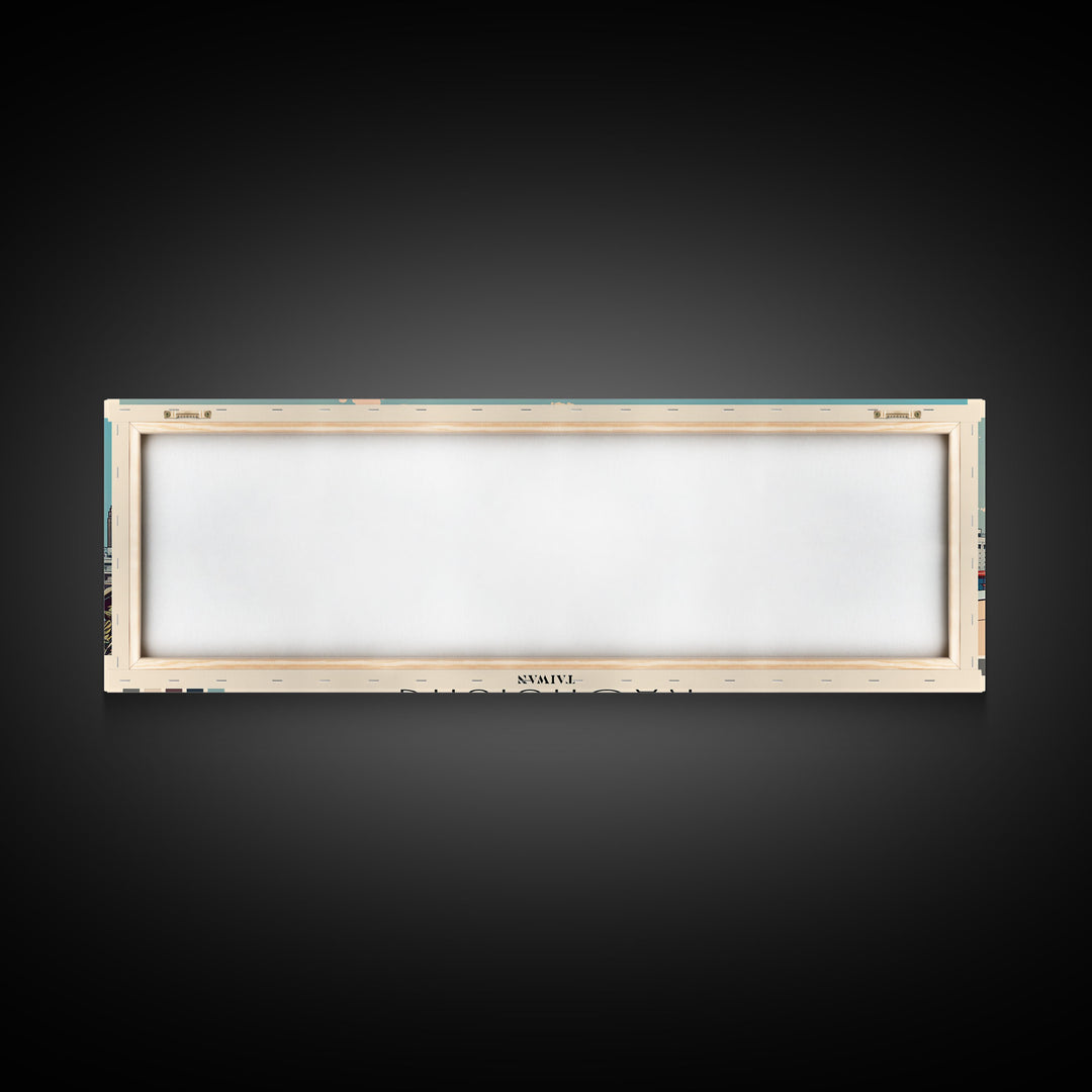 Kaohsiung, Taiwan Panoramic Canvas Print, Kaohsiung, Taiwan Painting, Taiwan Art, Kaohsiung Travel Poster, Travel Art, Vacation Gift