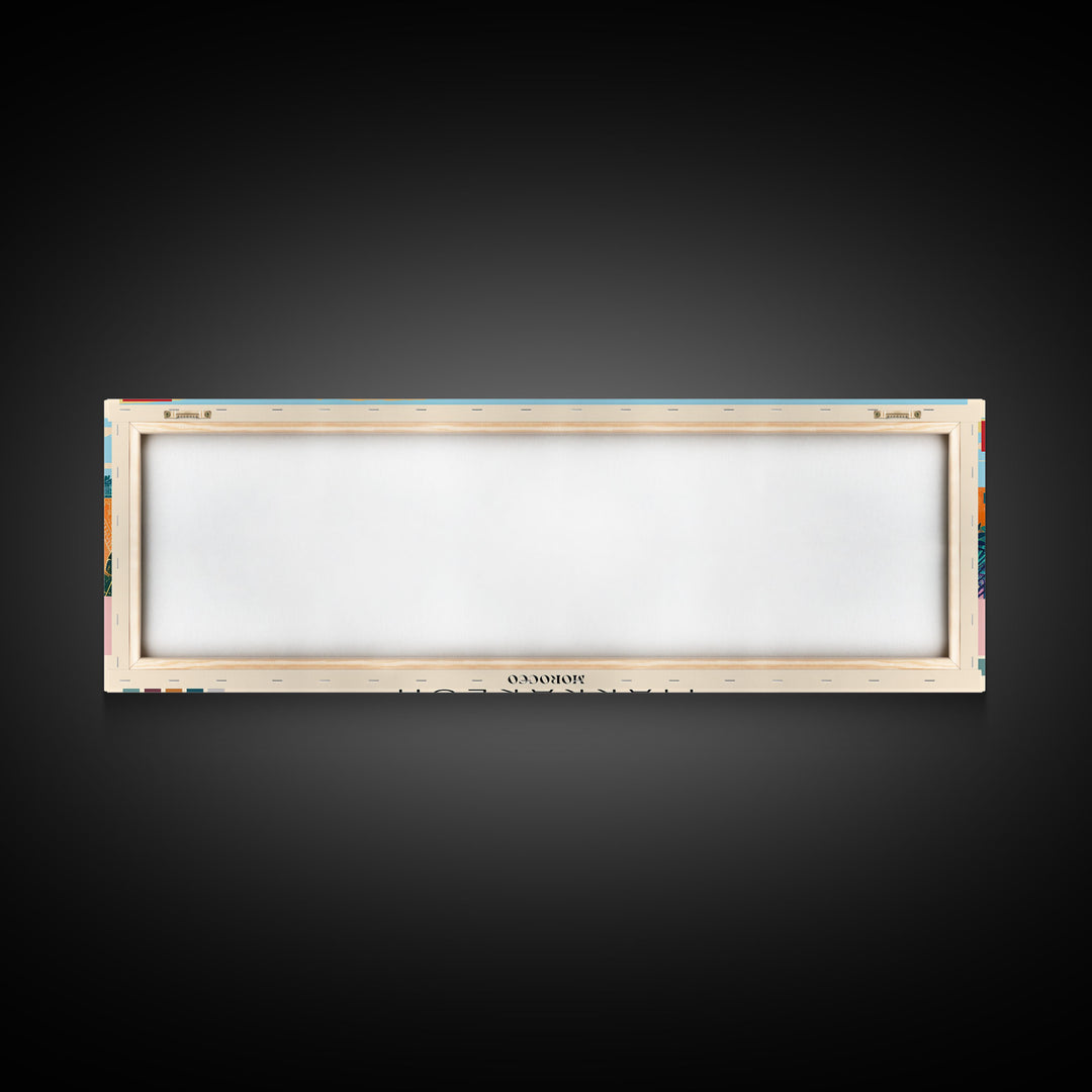 Marrakesh, Morocco Panoramic Canvas Print, Marrakesh, Morocco Painting, Morocco Art, Marrakesh Travel Poster, Travel Art, Housewarming Gift