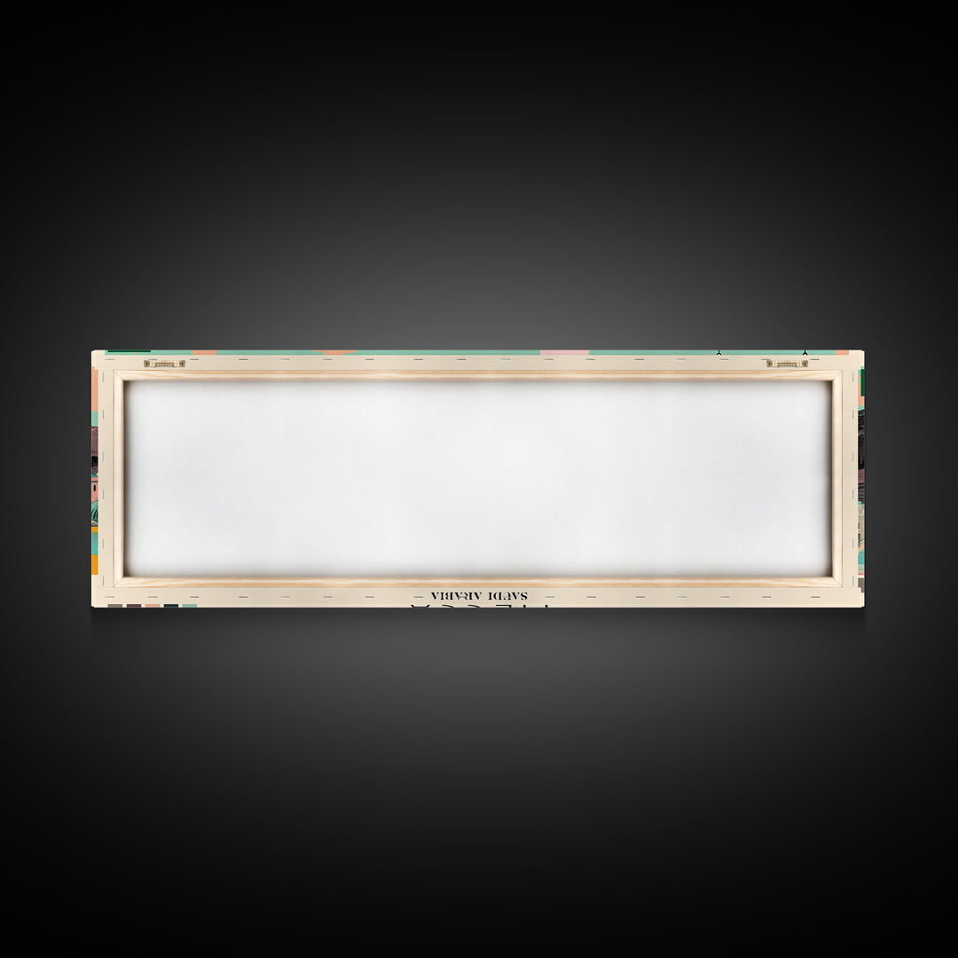 Mecca, Saudi Arabia Panoramic Canvas Print, Mecca, Saudi Arabia Painting, Saudi Arabia Art, Mecca Travel Poster, Travel Art, Guest Room Painting
